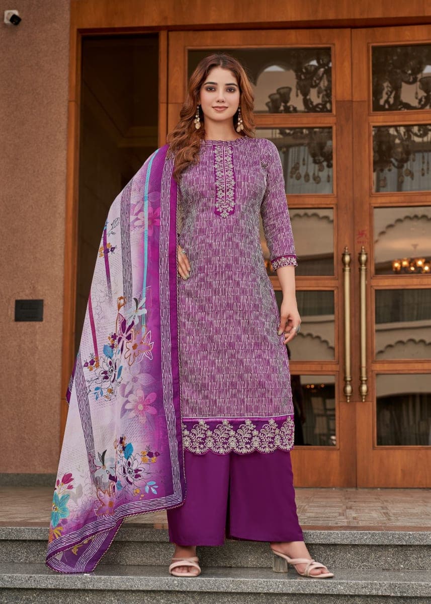 Galaxy Printed Designer Salwar Suit Set with Dupatta - 3